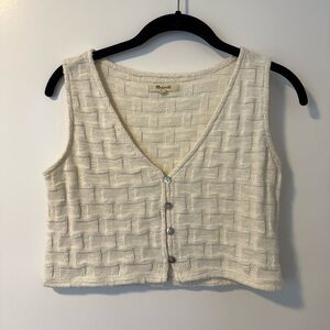 Madewell Cream Textured Button-Front Tank Top